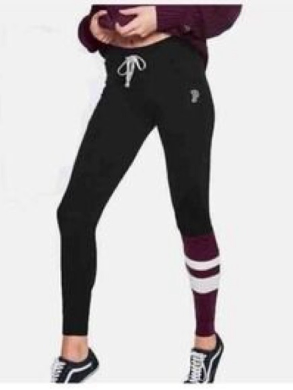L Victoria’s Secret PINK striped pocket leggings